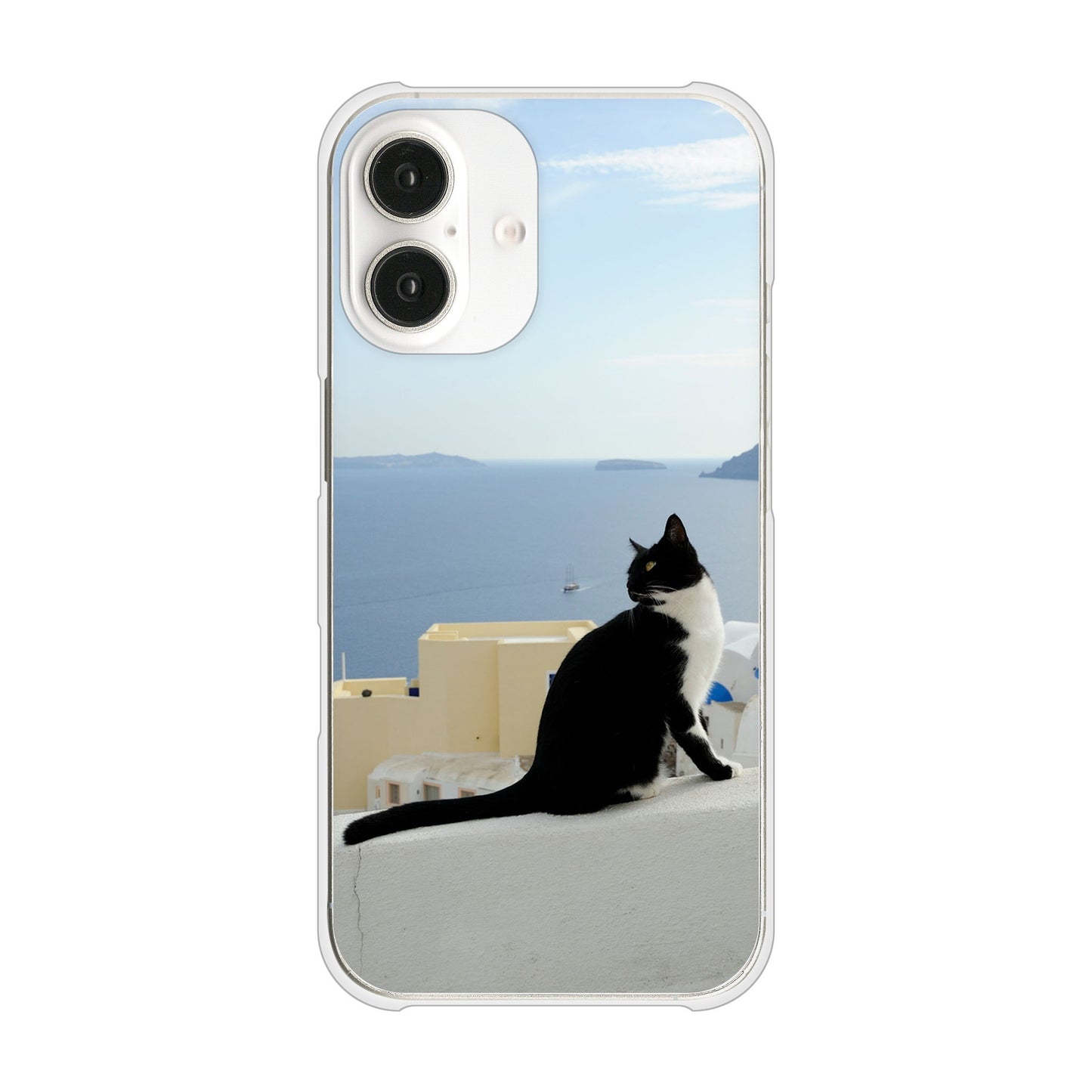 iPhone 16 VA805 ネコと地中海 ハードケース 背面印刷