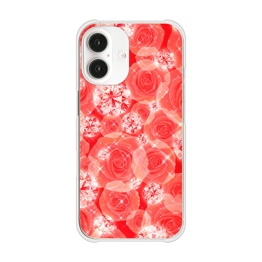 iPhone 16 VA816 ダイヤモンドとバラ ハードケース 背面印刷