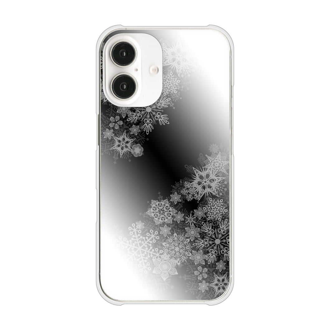 iPhone 16 YJ340 モノトーン 雪の結晶 ハードケース 背面印刷