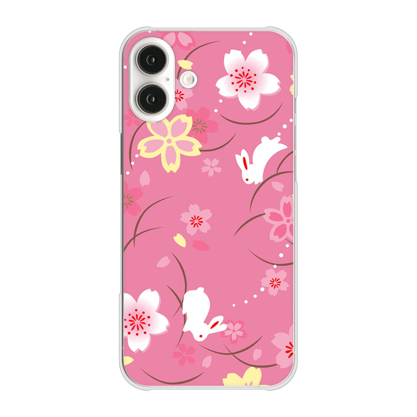 iPhone 16 Plus 149 桜と白うさぎ ハードケース 背面印刷
