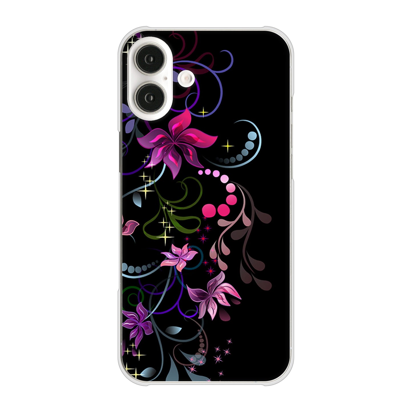 iPhone 16 Plus 263 闇に浮かぶ華 ハードケース 背面印刷
