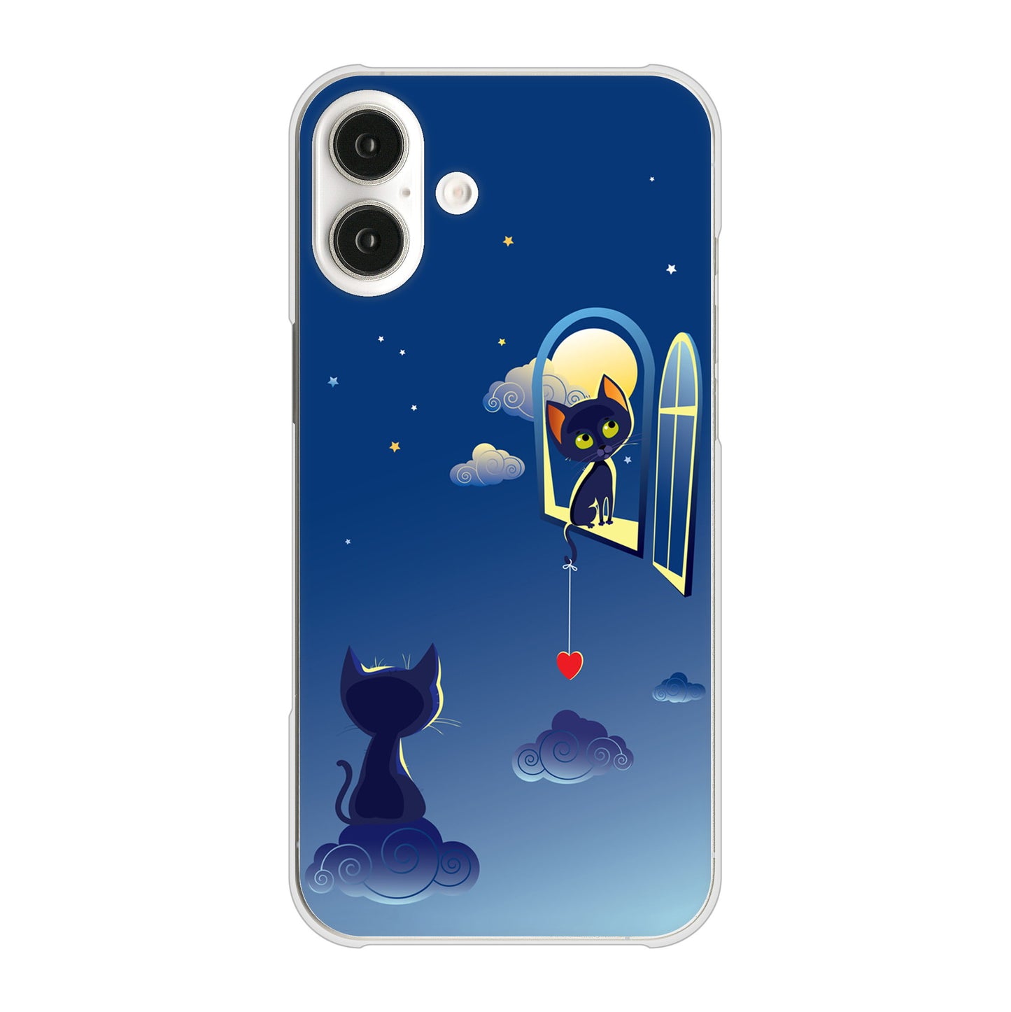 iPhone 16 Plus 夜とネコ ハードケース 背面印刷