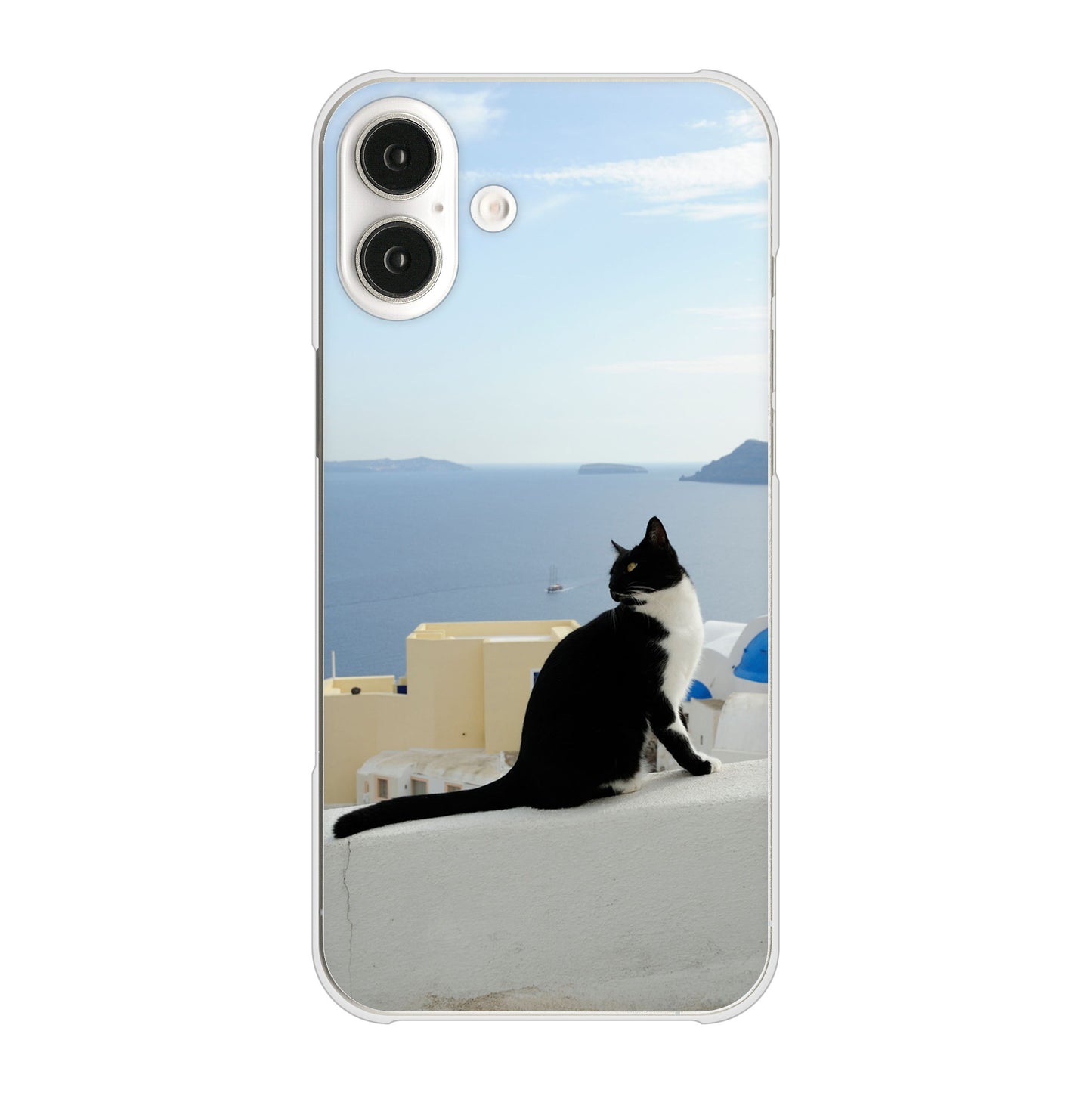 iPhone 16 Plus VA805 ネコと地中海 ハードケース 背面印刷