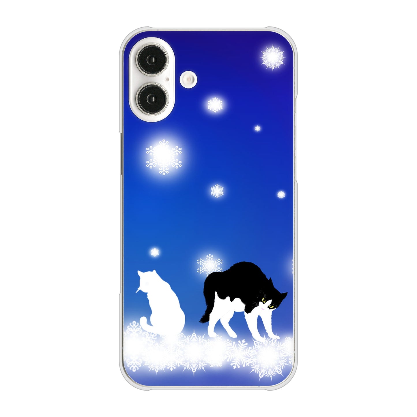 iPhone 16 Plus YJ335 雪の結晶 はちわれ ハードケース 背面印刷