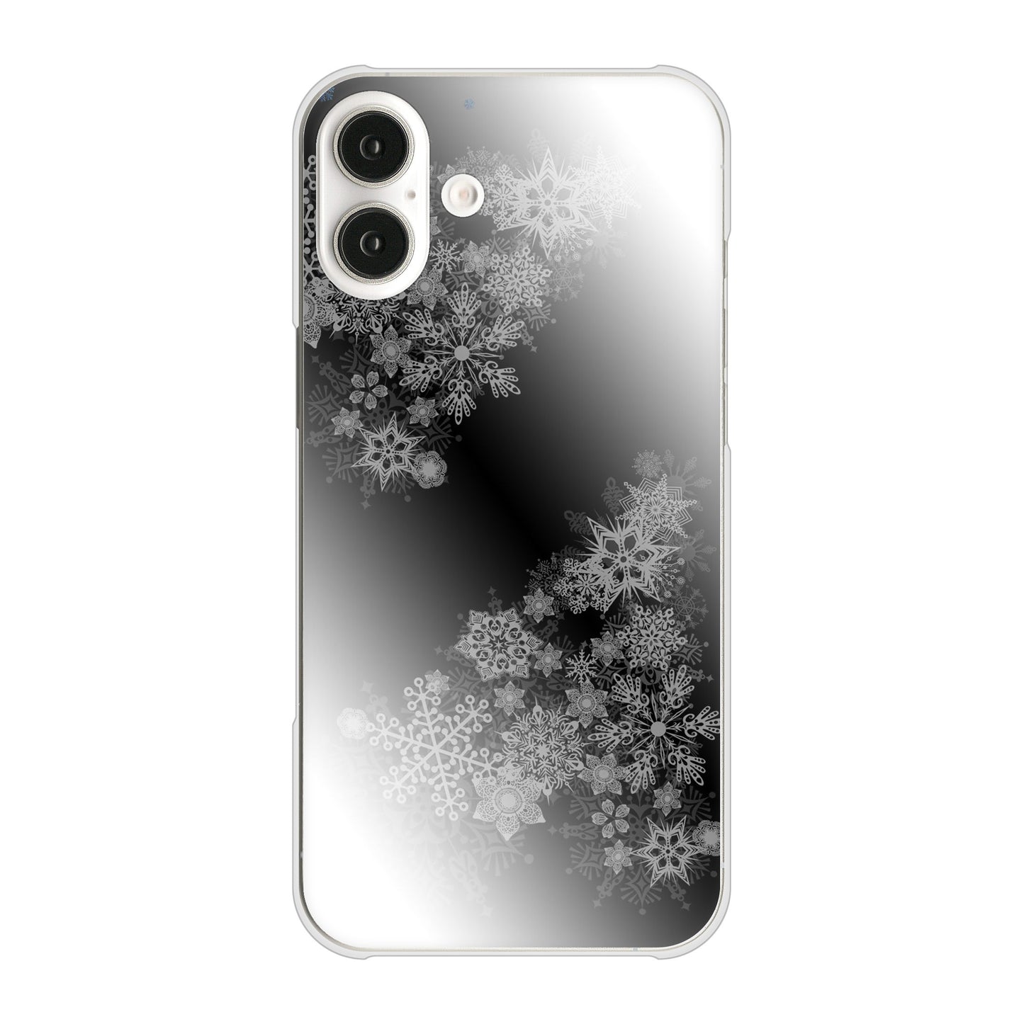 iPhone 16 Plus YJ340 モノトーン 雪の結晶 ハードケース 背面印刷