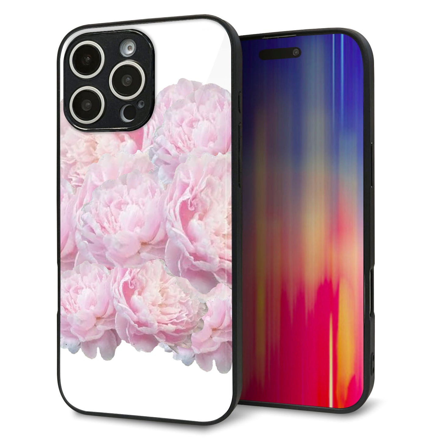 iPhone16 Pro Max 強化ガラス＆TPUスマホケース ガラプリ【YI885 フラワー６】