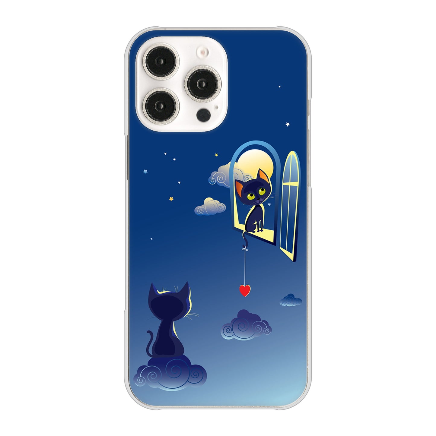 iPhone 16 Pro Max 夜とネコ ハードケース 背面印刷