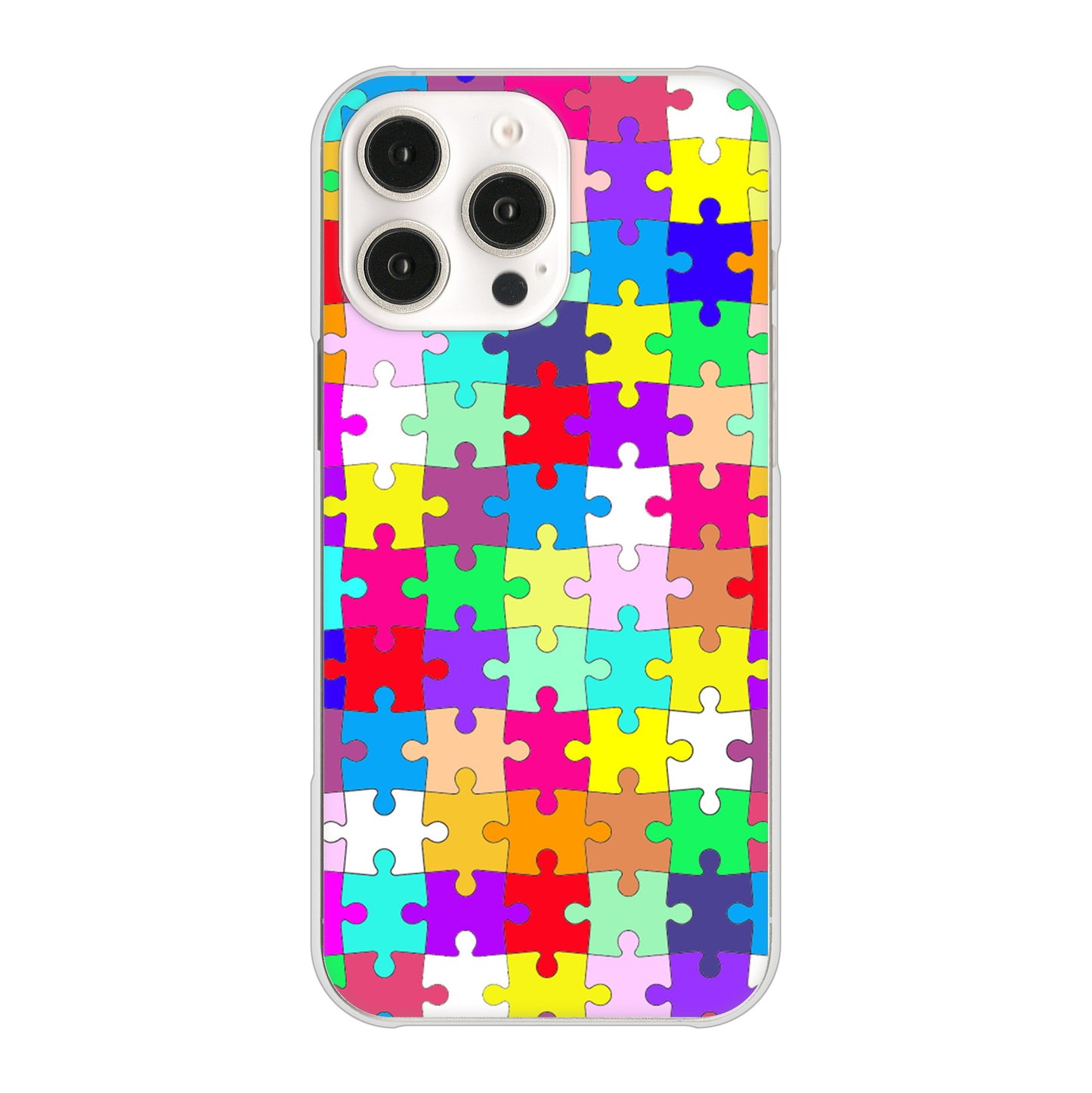 iPhone 16 Pro Max 727 カラフルパズル ハードケース 背面印刷