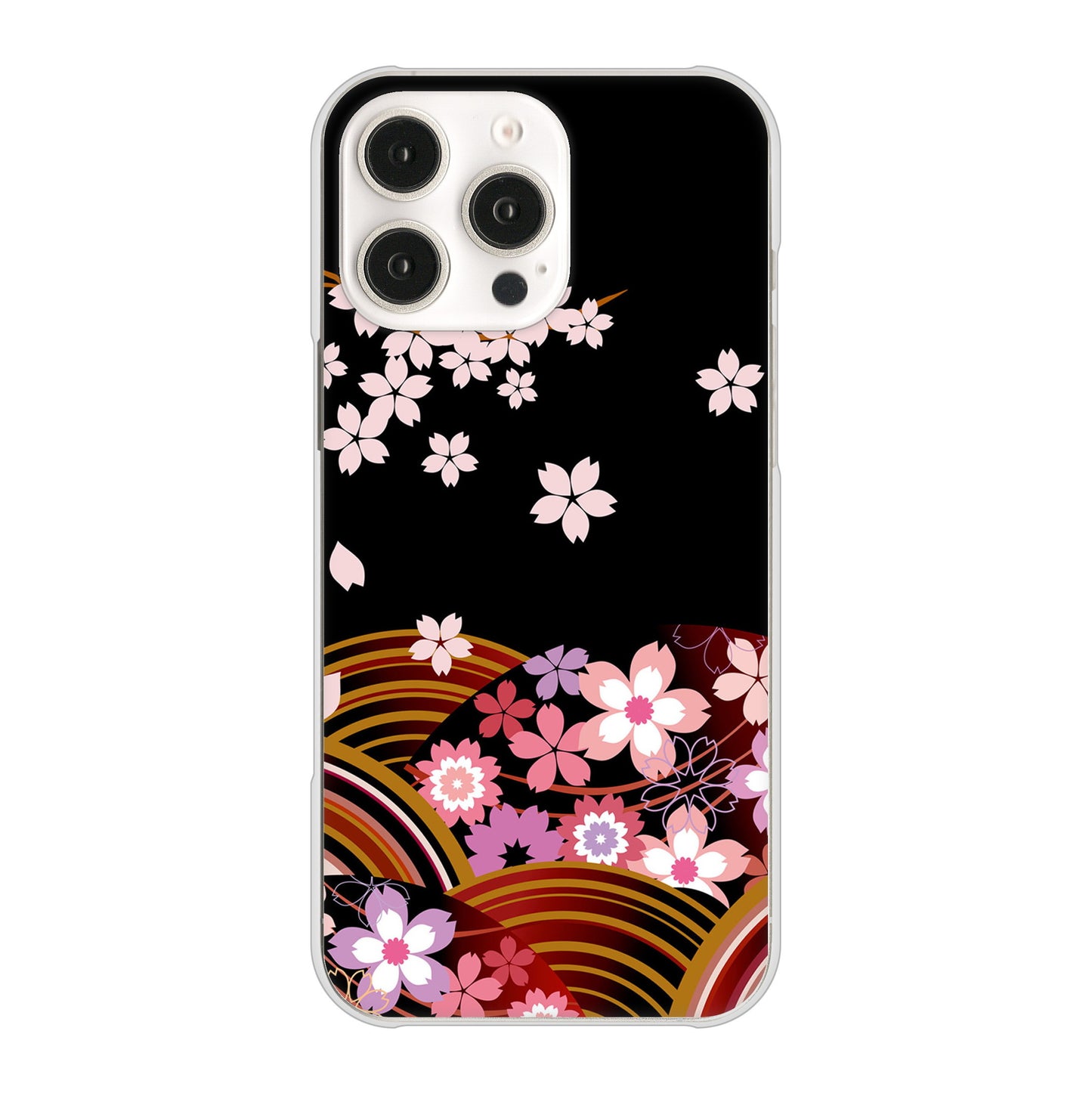 iPhone 16 Pro Max 1237 和柄＆筆文字・夜桜の宴 ハードケース 背面印刷