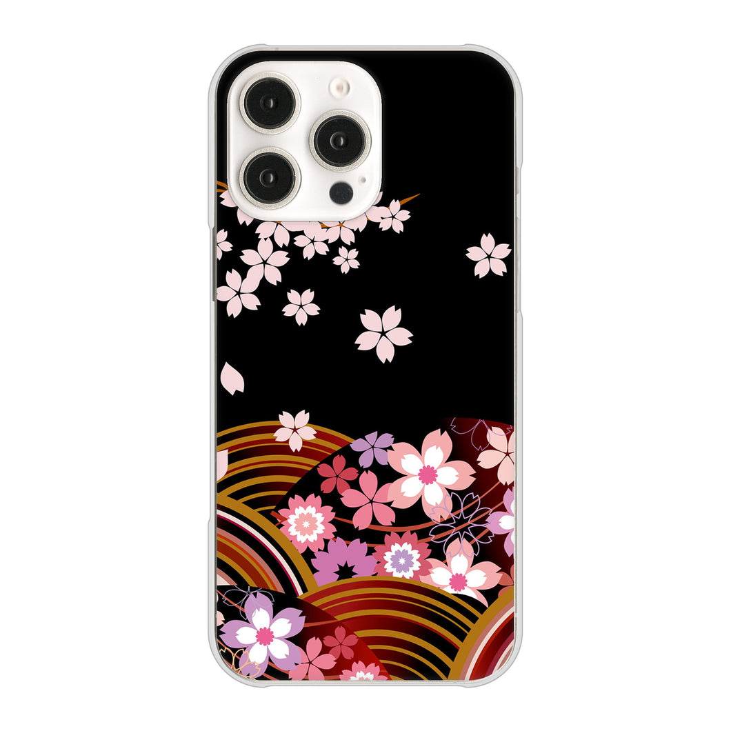 iPhone 16 Pro Max 1237 和柄＆筆文字・夜桜の宴 ハードケース 背面印刷