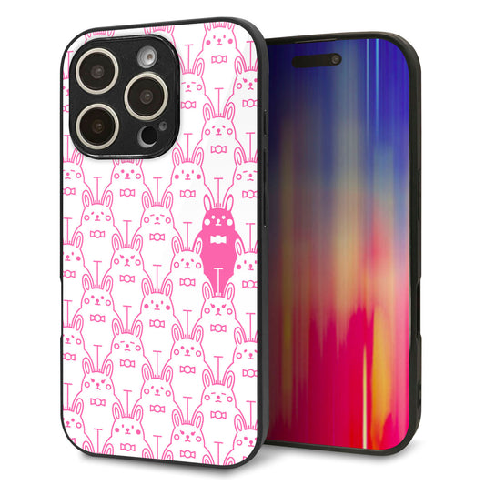 iPhone 16 Pro 強化ガラス＆TPUスマホケース ガラプリ【MA914 パターン ウサギ】