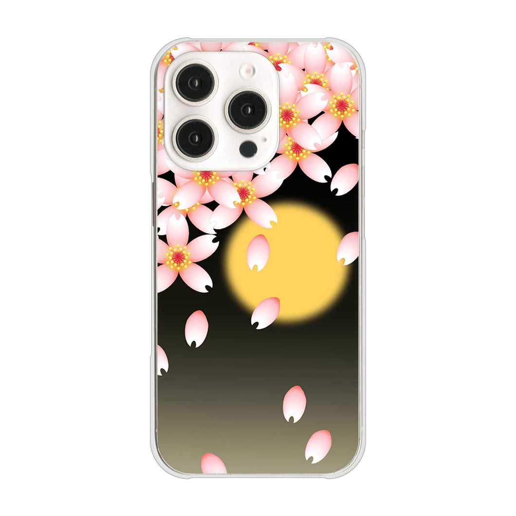 iPhone 16 Pro 136 満月と夜桜 ハードケース 背面印刷