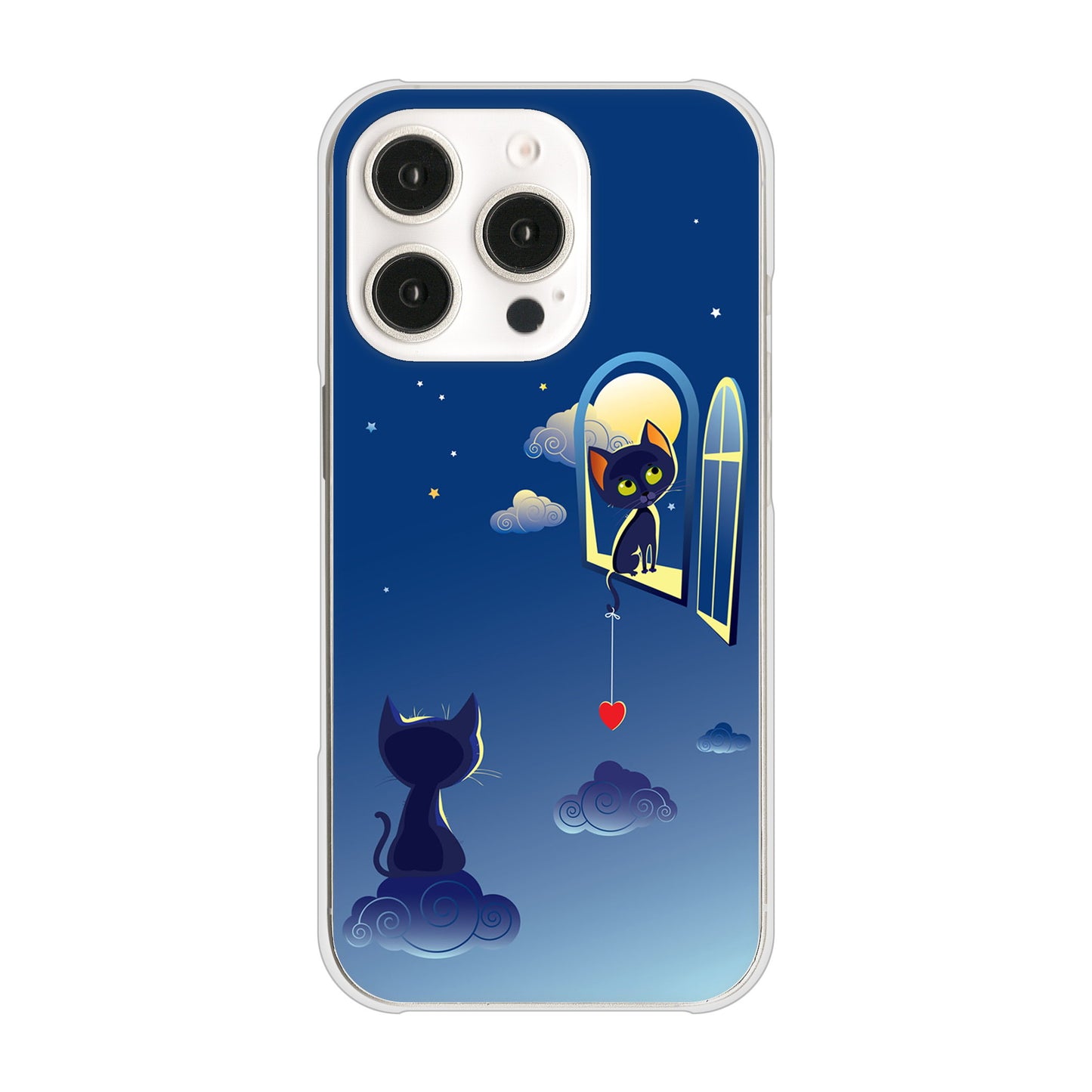 iPhone 16 Pro 夜とネコ ハードケース 背面印刷