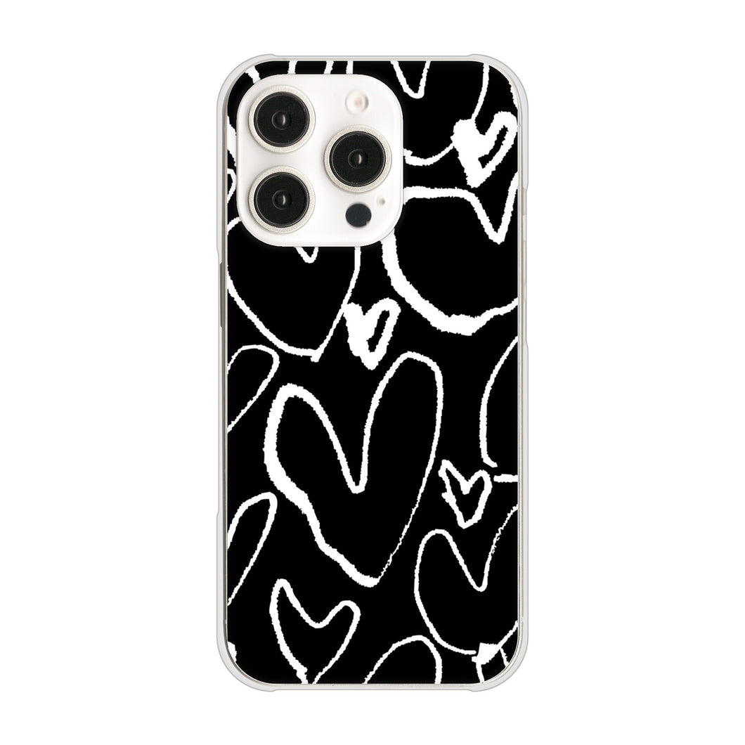 iPhone 16 Pro 1124 ハート BK＆WH ハードケース 背面印刷