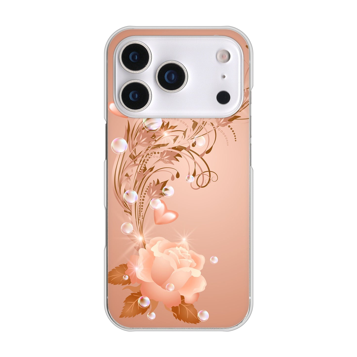 iPhone17 Pro 高画質仕上げ 背面印刷 ハードケースロマンチックなバラ