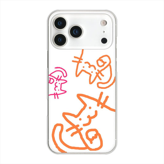 iPhone 18 Pro Max 高画質仕上げ 背面印刷 ハードケース 【1098 手まねきする3匹のネコ】