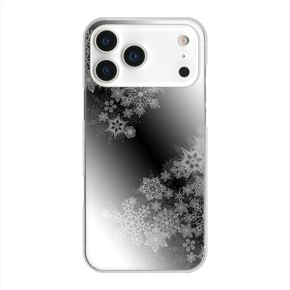 iPhone 18 Pro Max 高画質仕上げ 背面印刷 ハードケース 【YJ340 モノトーン 雪の結晶 】