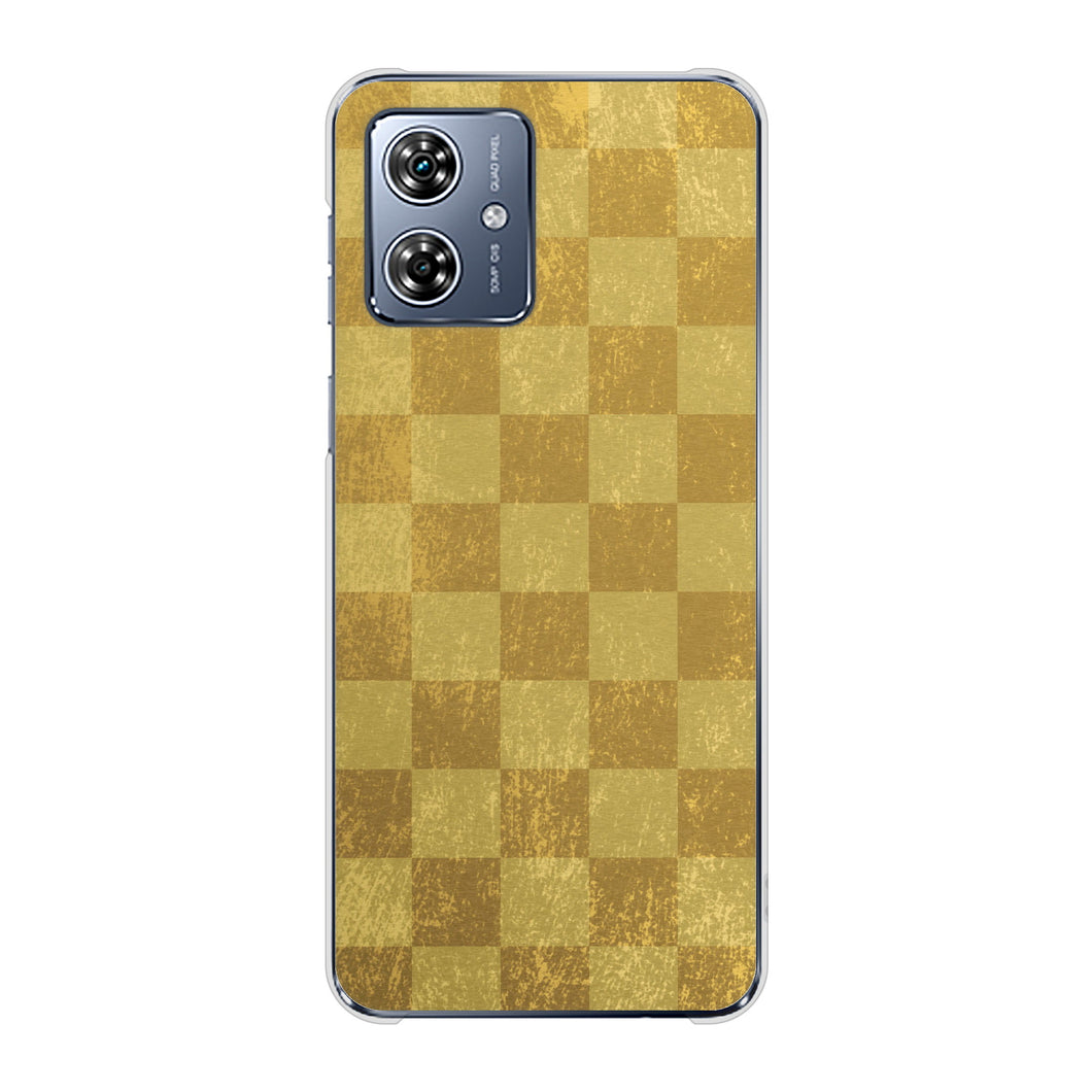 moto g64 5G 619 市松模様-金（骨董風に傷んだイメージ） ハードケース 背面印刷