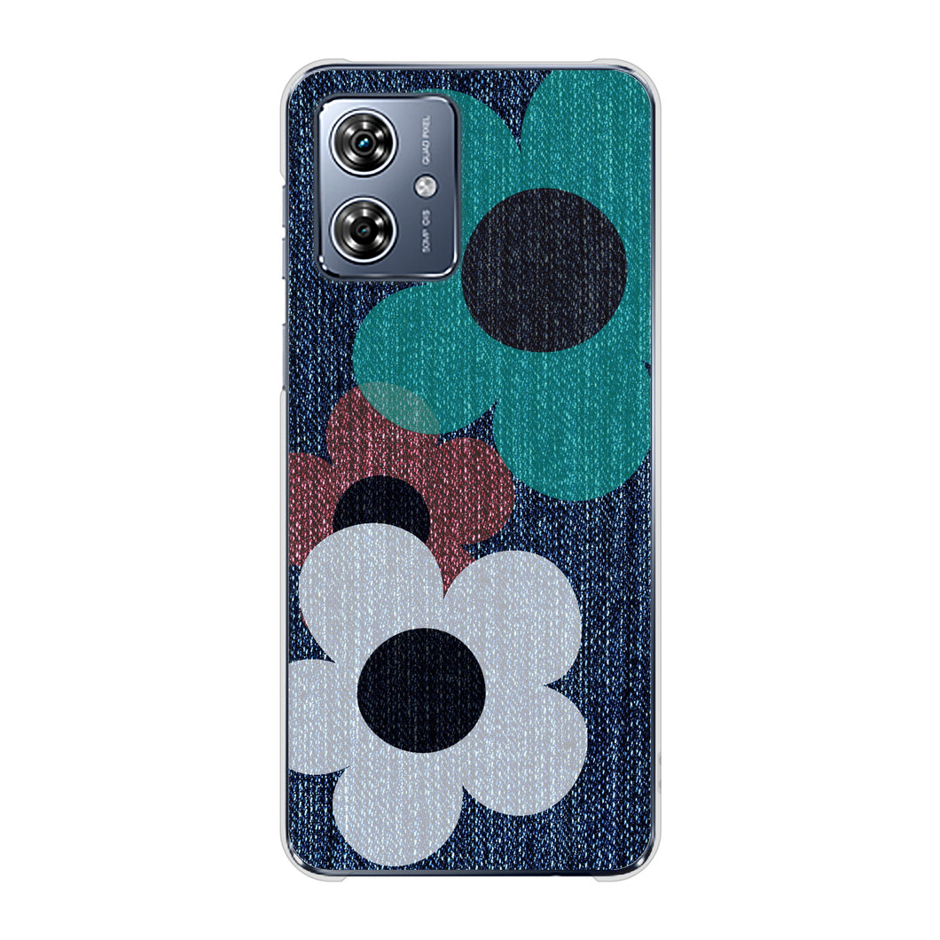 moto g64 5G EK869 ルーズフラワーinデニム風 ハードケース 背面印刷