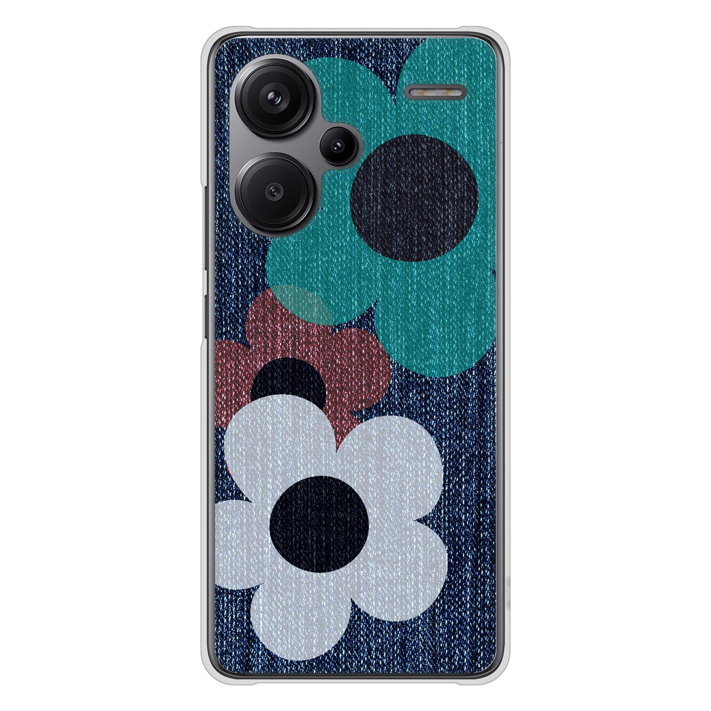 Xiaomi Redmi Note 13 Pro+ EK869 ルーズフラワーinデニム風 ハードケース 背面印刷