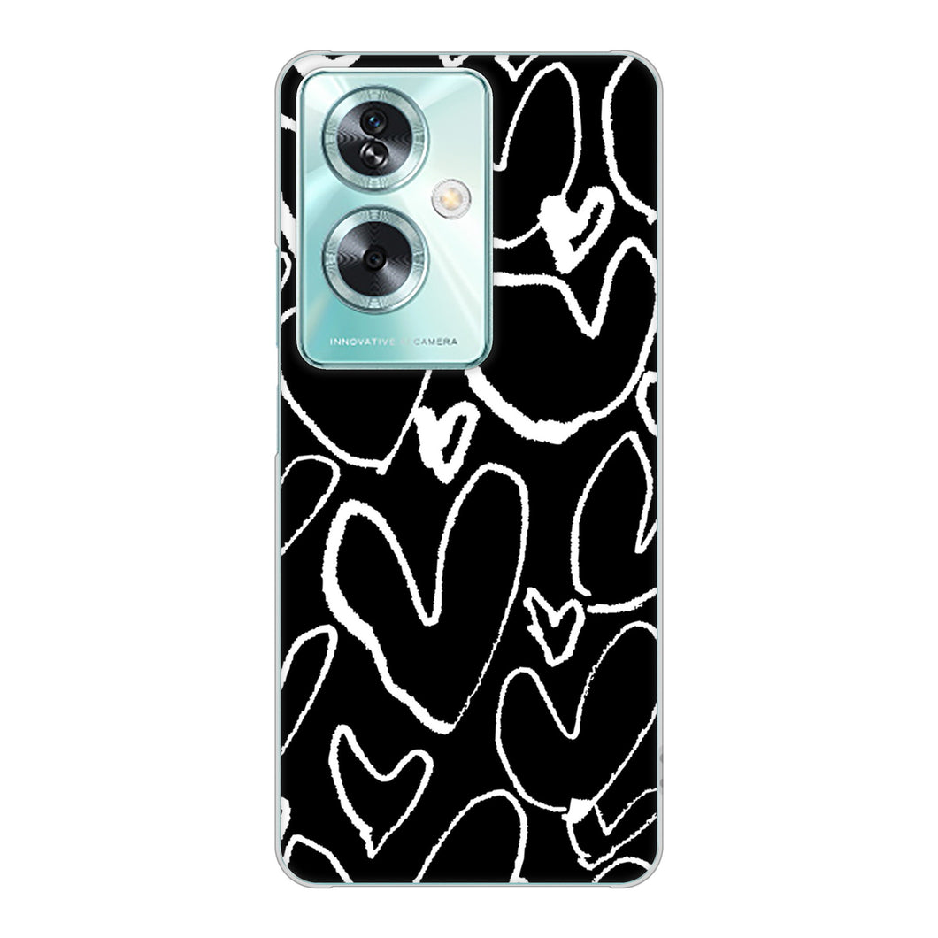 OPPO A79 5G 1124 ハート BK＆WH ハードケース 背面印刷