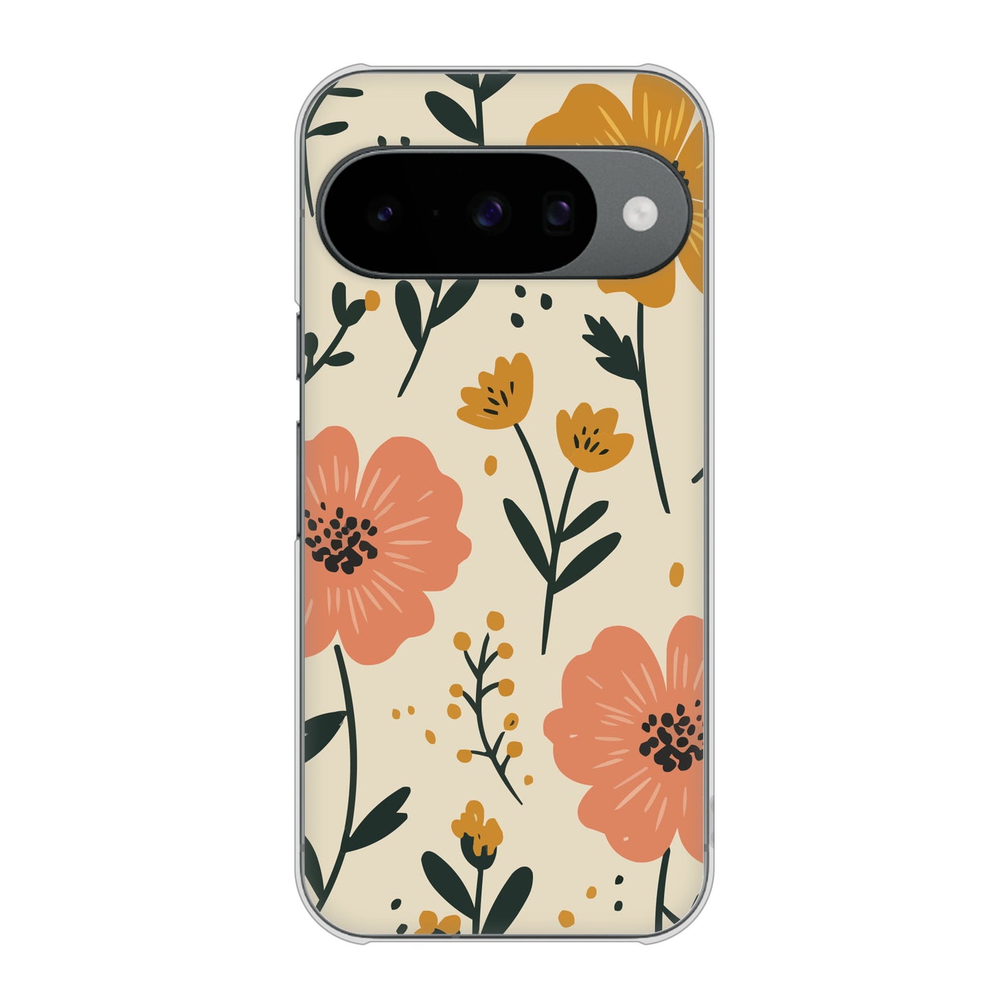 Google Pixel 10 Pro 北欧風花柄 ハードケース 背面印刷