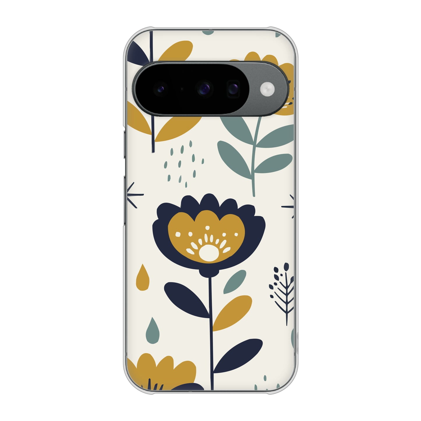 Google Pixel 10 Pro 北欧風花柄 ハードケース 背面印刷