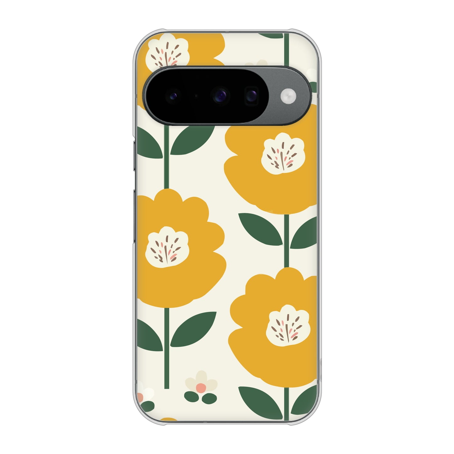 Google Pixel 10 Pro 北欧風花柄 ハードケース 背面印刷