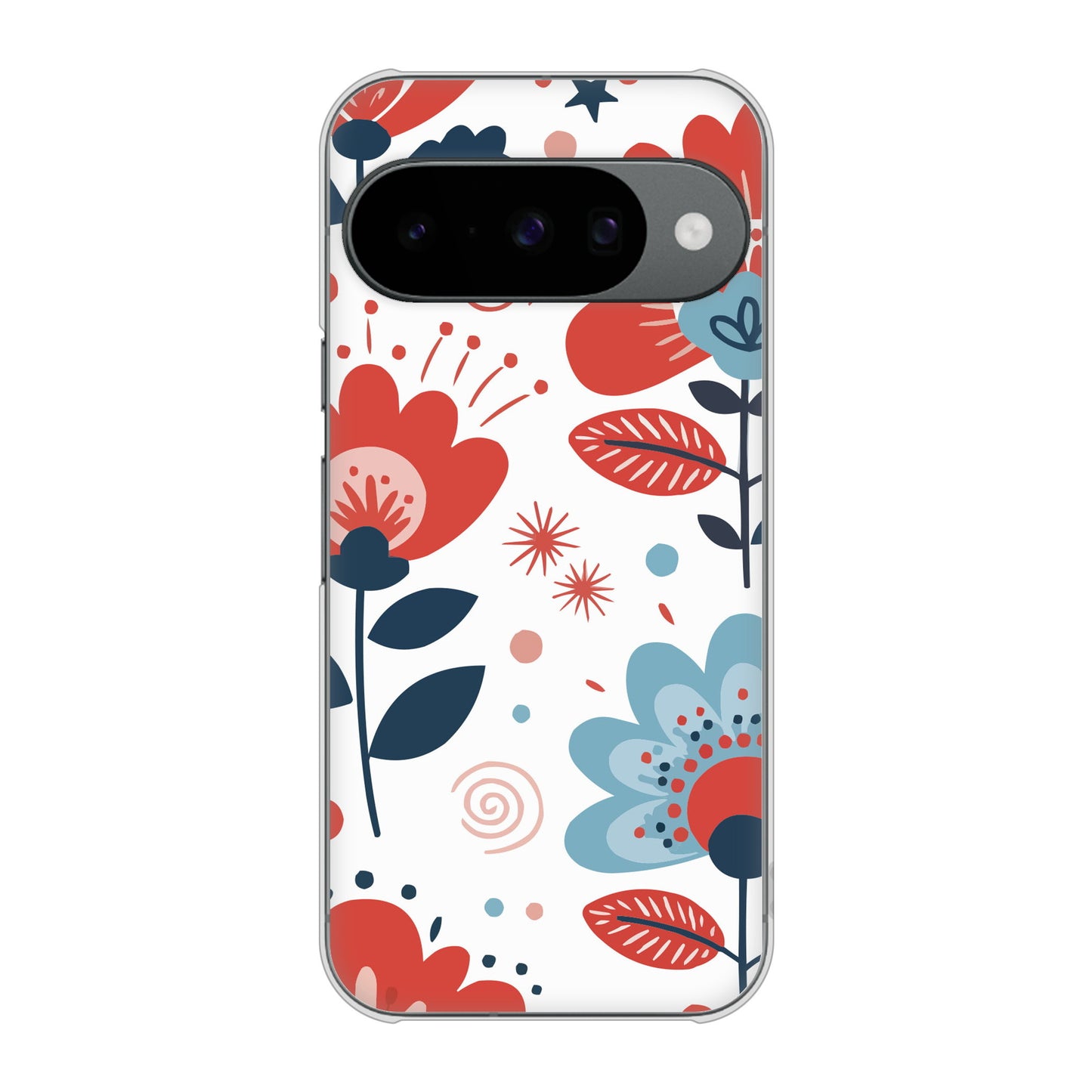 Google Pixel 10 Pro 北欧風花柄 ハードケース 背面印刷