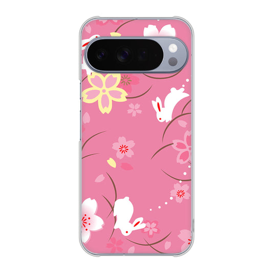 Google Pixel 10 Pro XL 149 桜と白うさぎ ハードケース 背面印刷