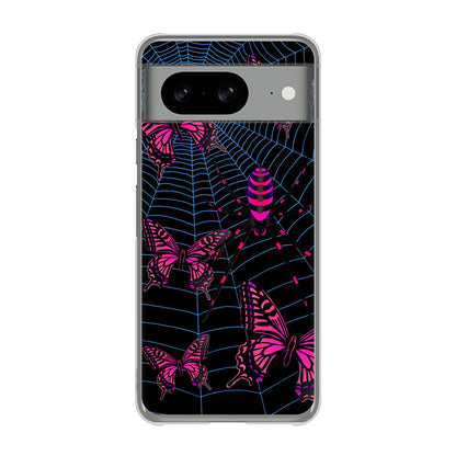 Google Pixel 8 むかいあぐる 蜘蛛の巣に舞う蝶 ハードケース 背面印刷