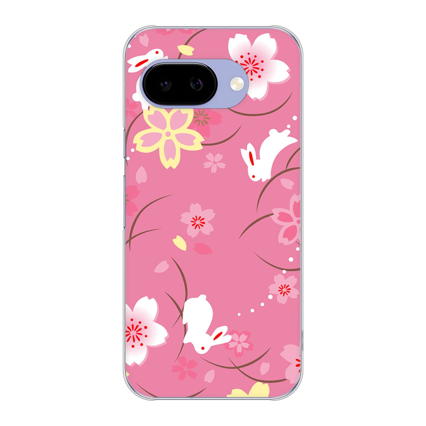 Google Pixel 9a 149 桜と白うさぎ ハードケース 背面印刷