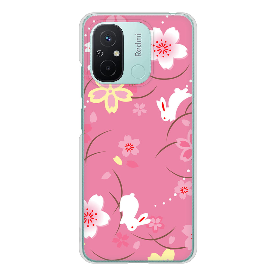 Xiaomi Redmi 12C 149 桜と白うさぎ ハードケース 背面印刷