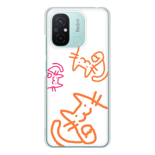 Xiaomi Redmi 12C 1098 手まねきする3匹のネコ ハードケース 背面印刷