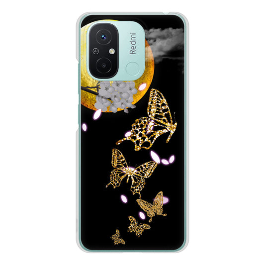 Xiaomi Redmi 12C 1150 月に昇る蝶 ハードケース 背面印刷