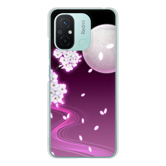 Xiaomi Redmi 12C 1223 紫に染まる月と桜 ハードケース 背面印刷
