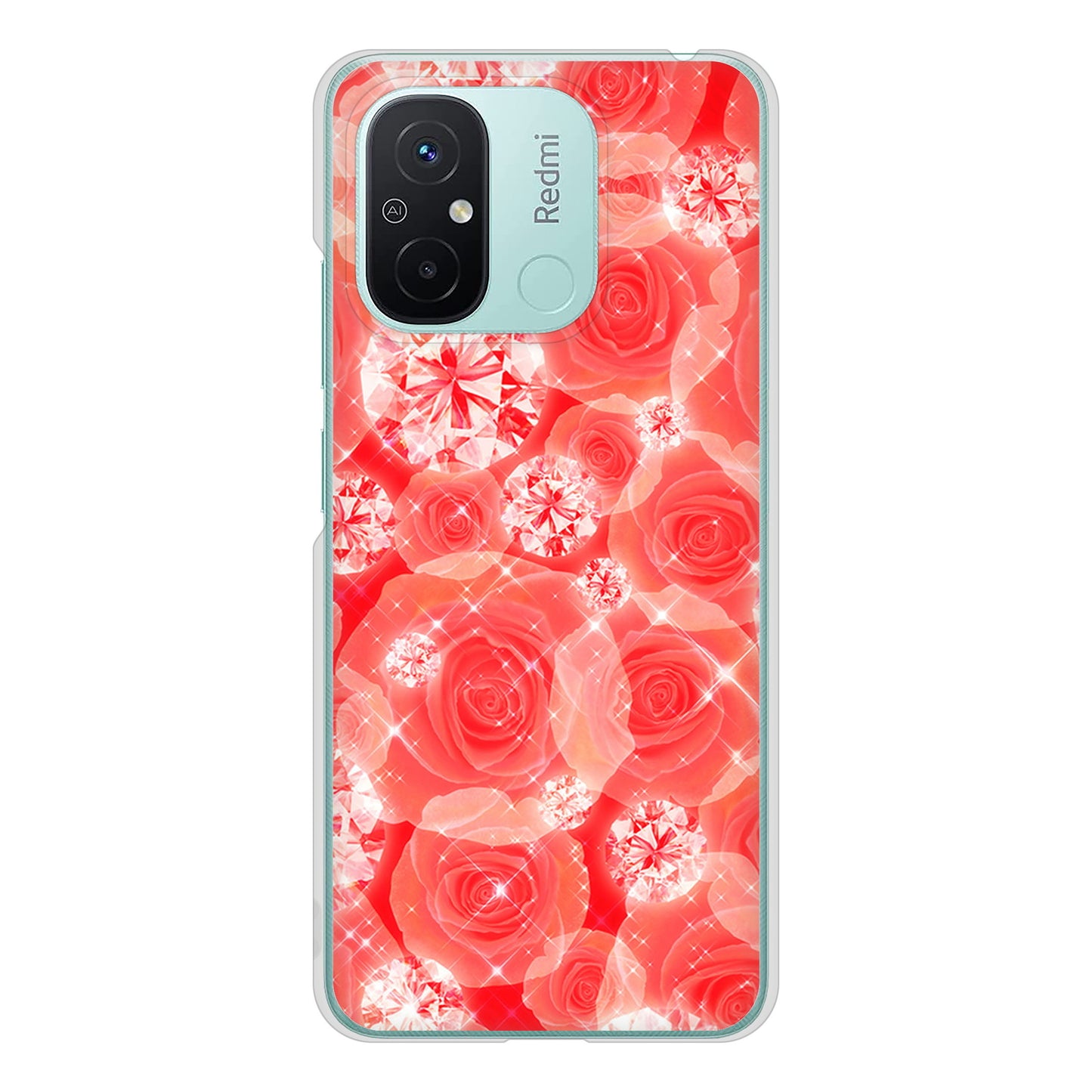 Xiaomi Redmi 12C VA816 ダイヤモンドとバラ ハードケース 背面印刷