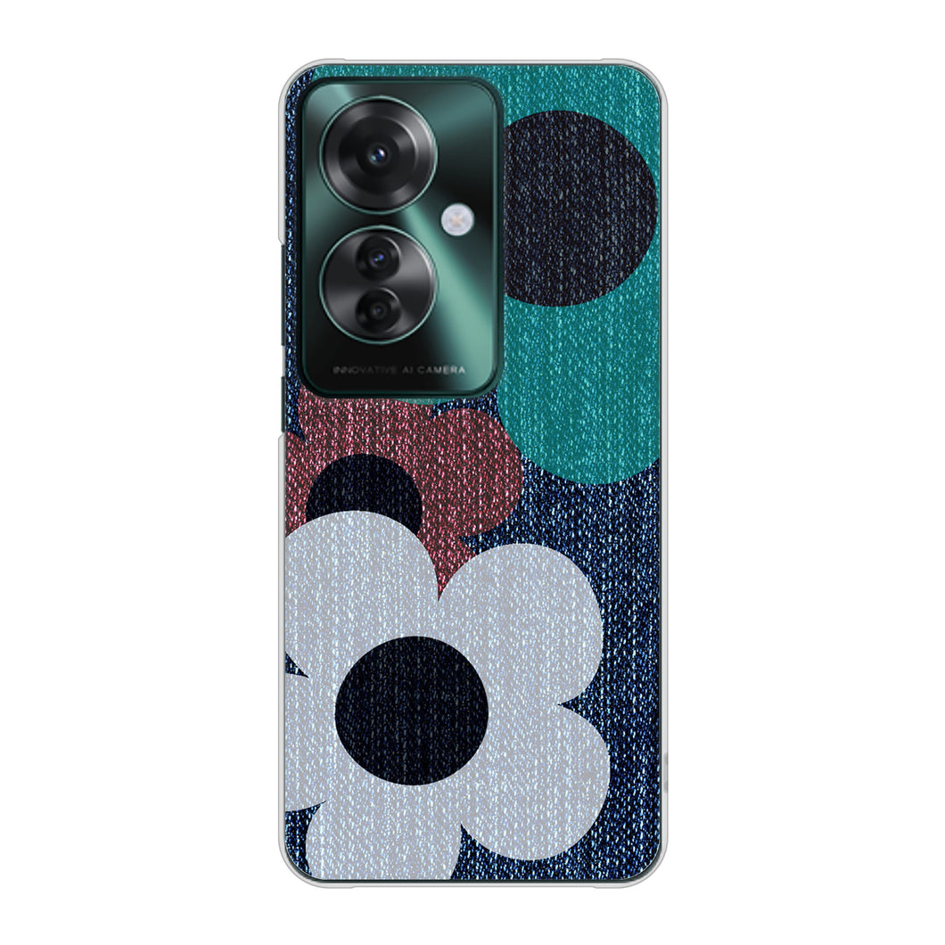 OPPO Reno11 A EK869 ルーズフラワーinデニム風 ハードケース 背面印刷