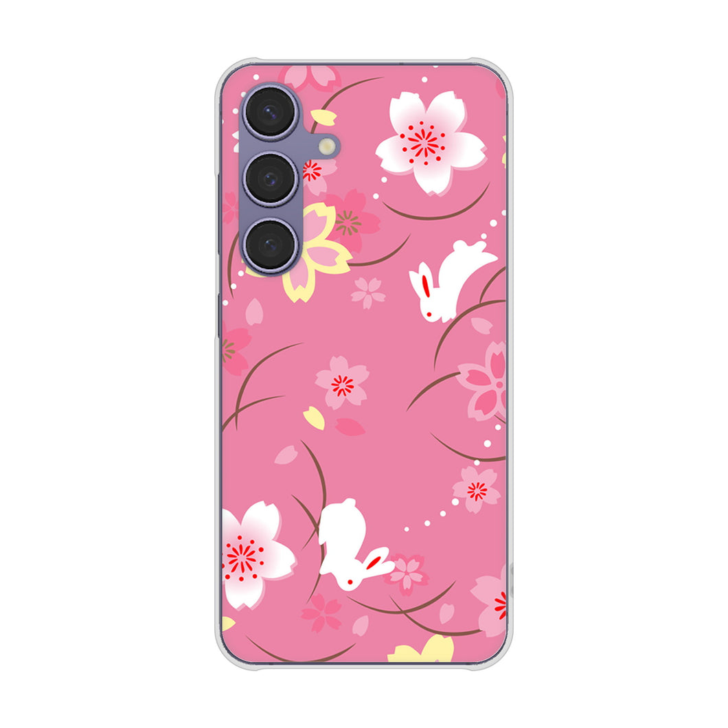 Galaxy S24 SC-51E docomo 149 桜と白うさぎ ハードケース 背面印刷