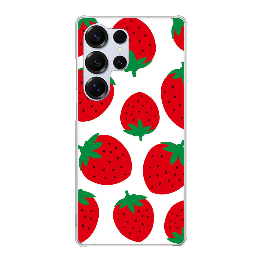 Galaxy S25 Ultra SC-52F docomo 高画質仕上げ 背面印刷 ハードケース大きいイチゴ模様