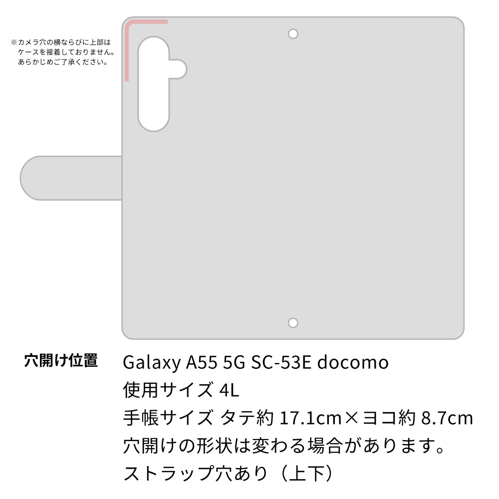 Galaxy A55 5G SC-53E docomo くすみシマエナガ プリント手帳型ケース 耐衝撃
