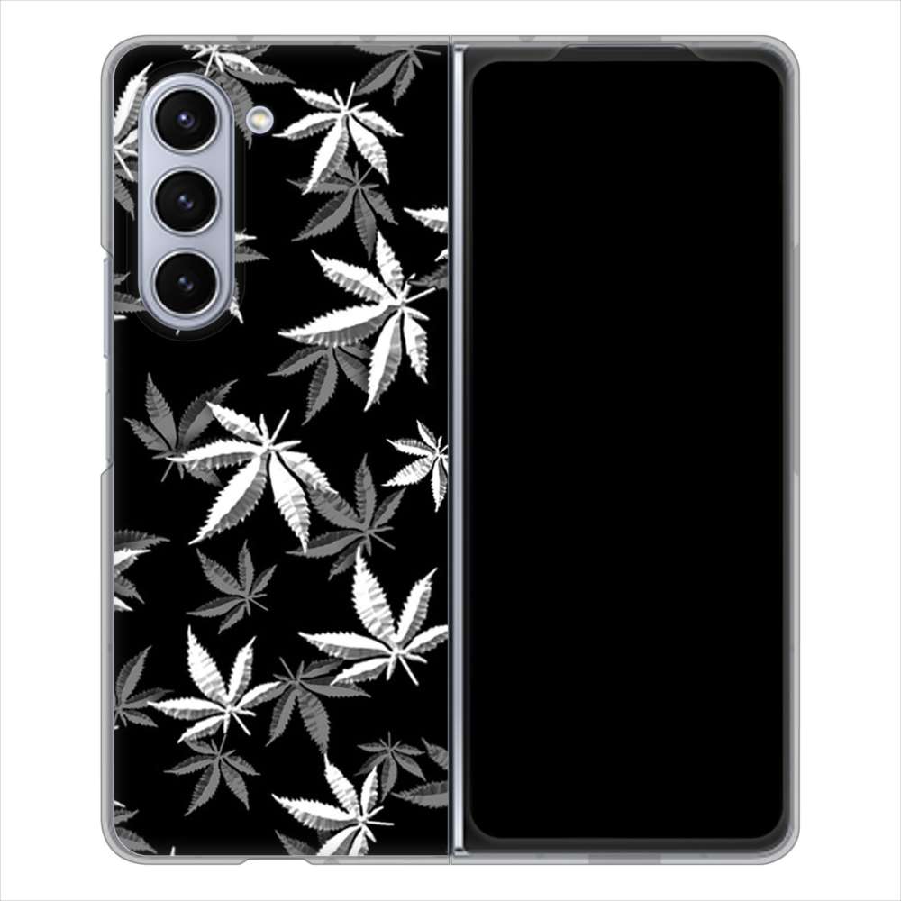 Galaxy Z Fold5 SCG22 au 064 モノトーン大麻ブラック ハードケース 背面印刷