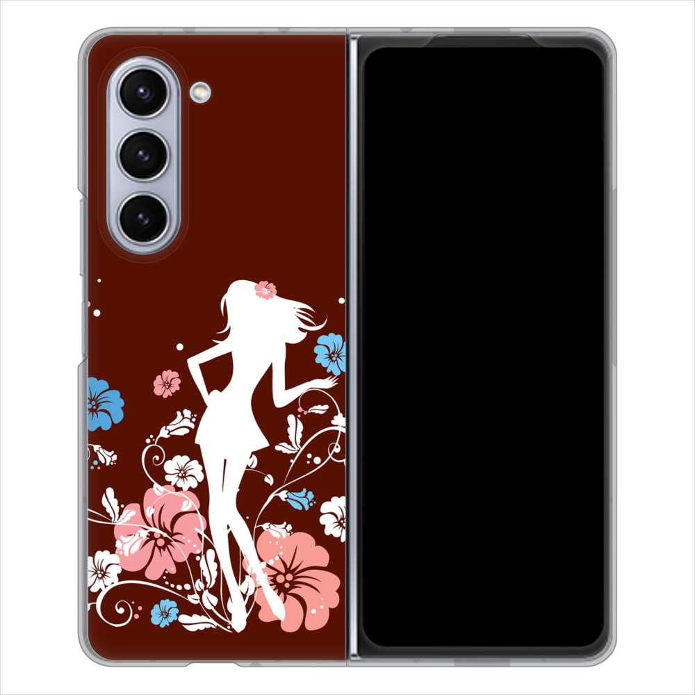 Galaxy Z Fold5 SCG22 au 110 ハイビスカスと少女 ハードケース 背面印刷