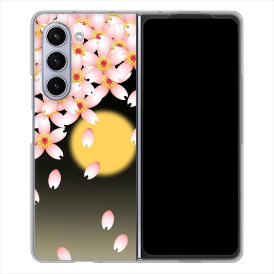 Galaxy Z Fold5 SCG22 au 136 満月と夜桜 ハードケース 背面印刷