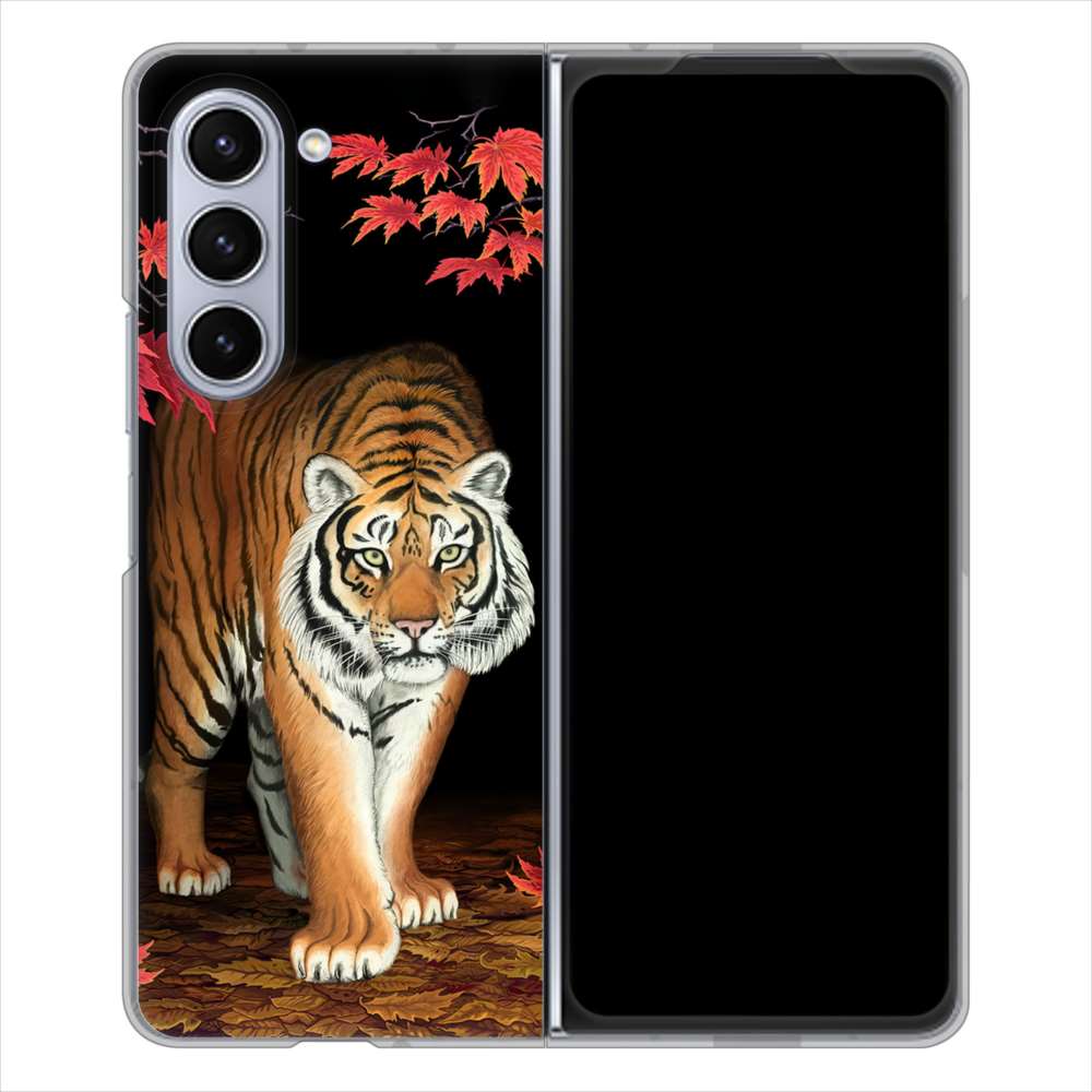 Galaxy Z Fold5 SCG22 au 177 もみじと虎 ハードケース 背面印刷