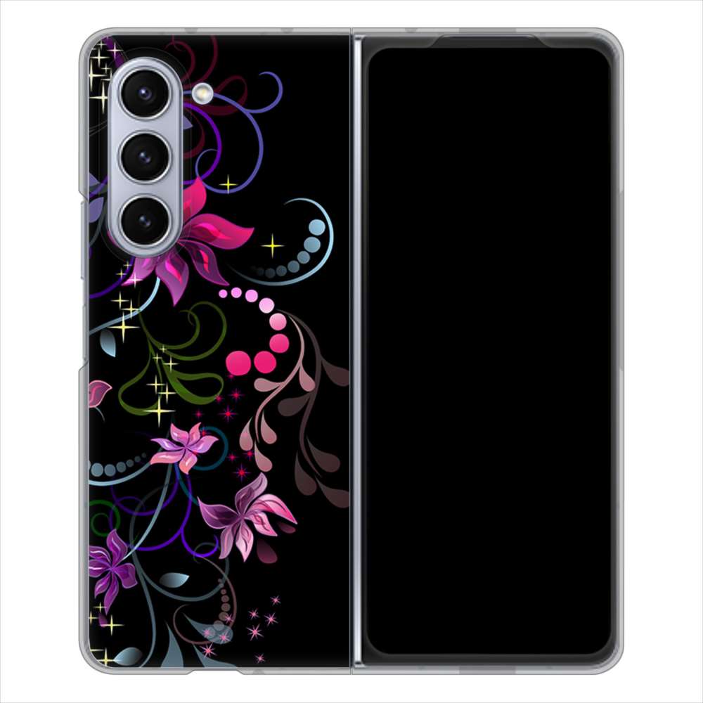 Galaxy Z Fold5 SCG22 au 263 闇に浮かぶ華 ハードケース 背面印刷