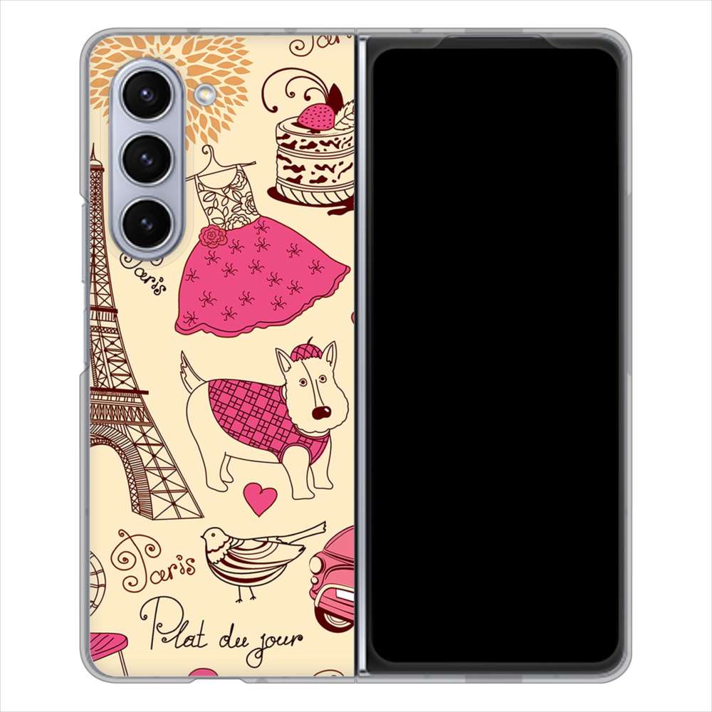 Galaxy Z Fold5 SCG22 au LOVE フランス ハードケース 背面印刷