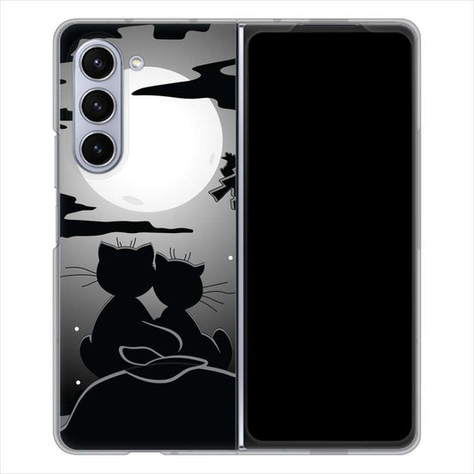 Galaxy Z Fold5 SCG22 au 夜とネコ ハードケース 背面印刷