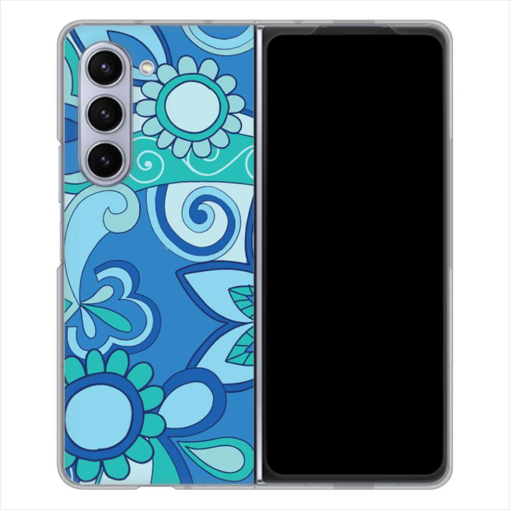 Galaxy Z Fold5 SCG22 au 409 ブルーミックス ハードケース 背面印刷