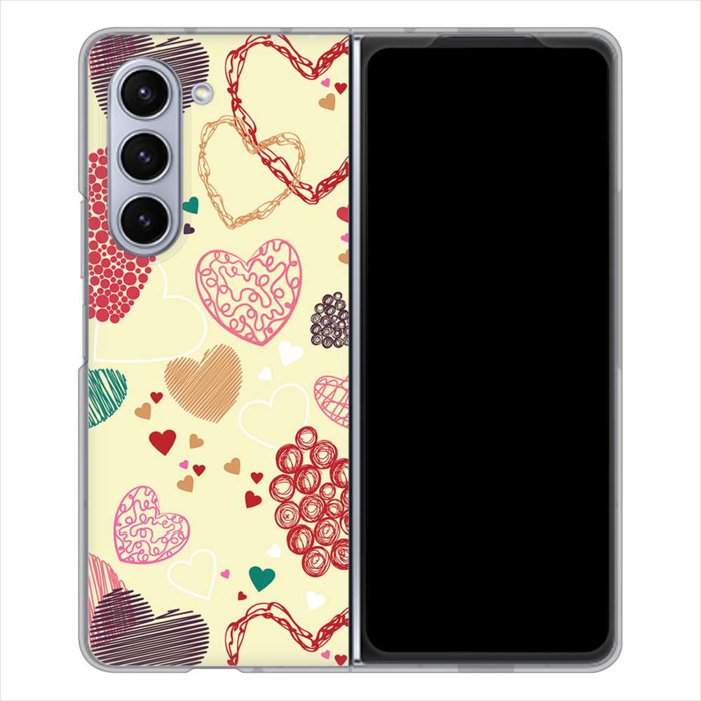 Galaxy Z Fold5 SCG22 au 480 素朴なハート ハードケース 背面印刷